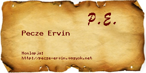 Pecze Ervin névjegykártya